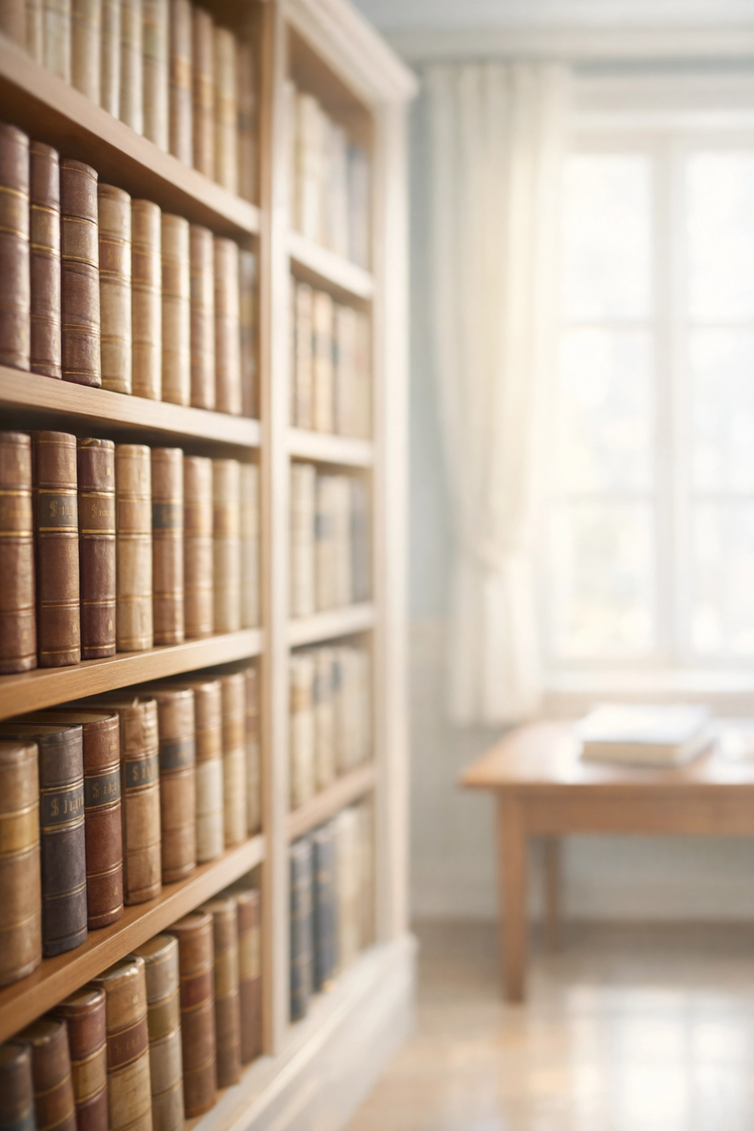 Classic archive room with leather-bound property records for PA and NJ title search research.