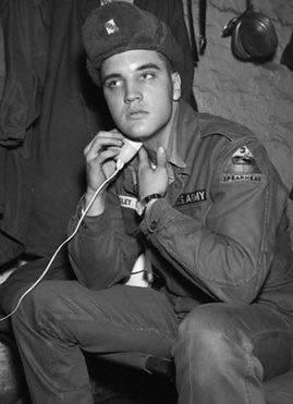 Elvis Presley in U.S. Army Uniform in the barracks