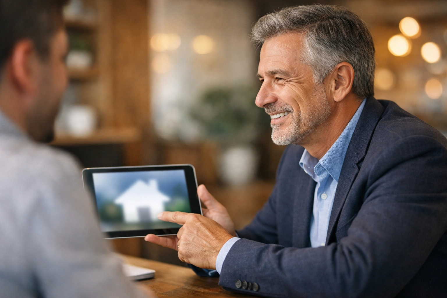 Mortgage broker David Ryan Wynne providing expert guidance on current loan options to a homebuyer.