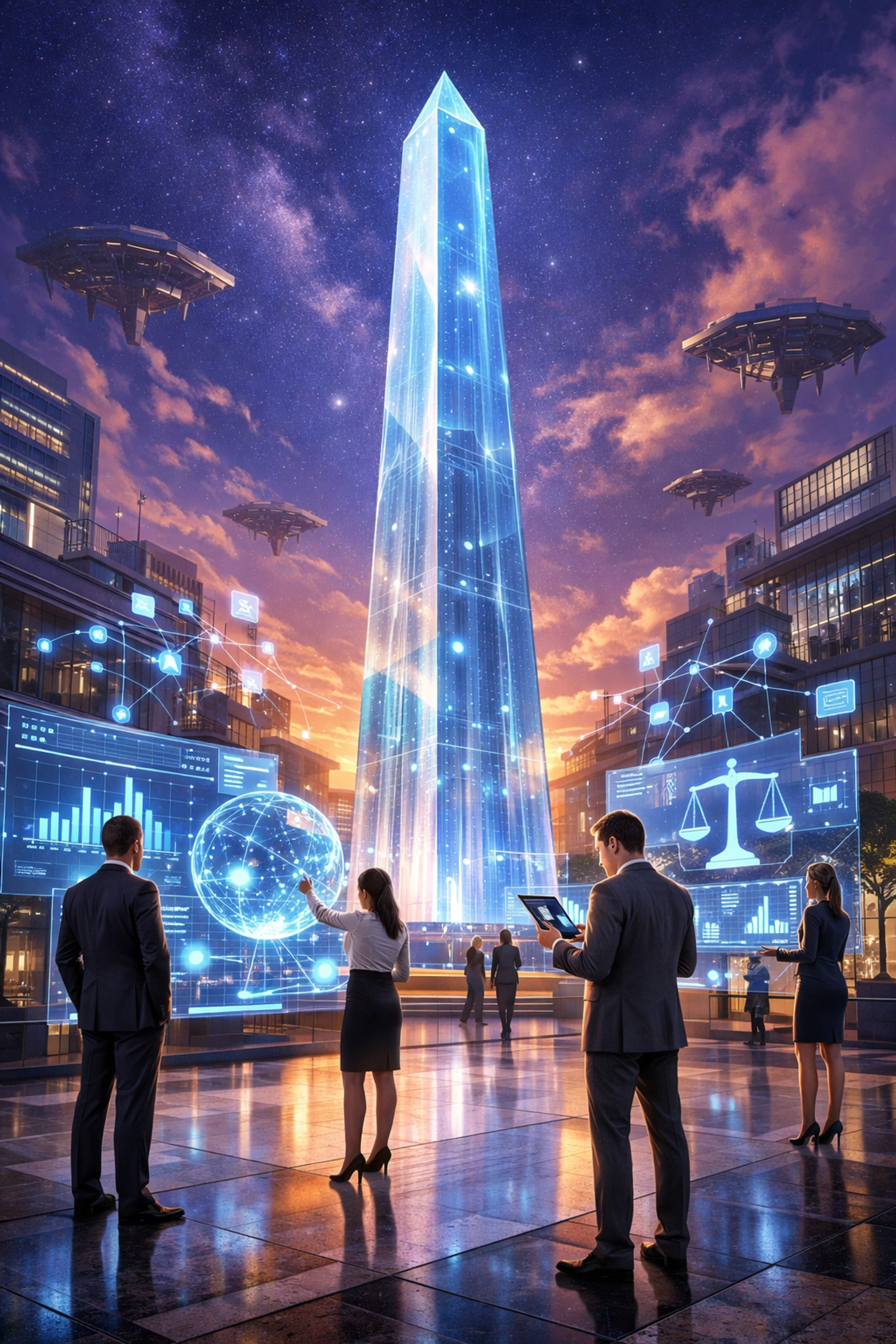 Futuristic metaverse plaza representing Larecoin’s compliant Web3 payment ecosystem and legal regulatory clarity.