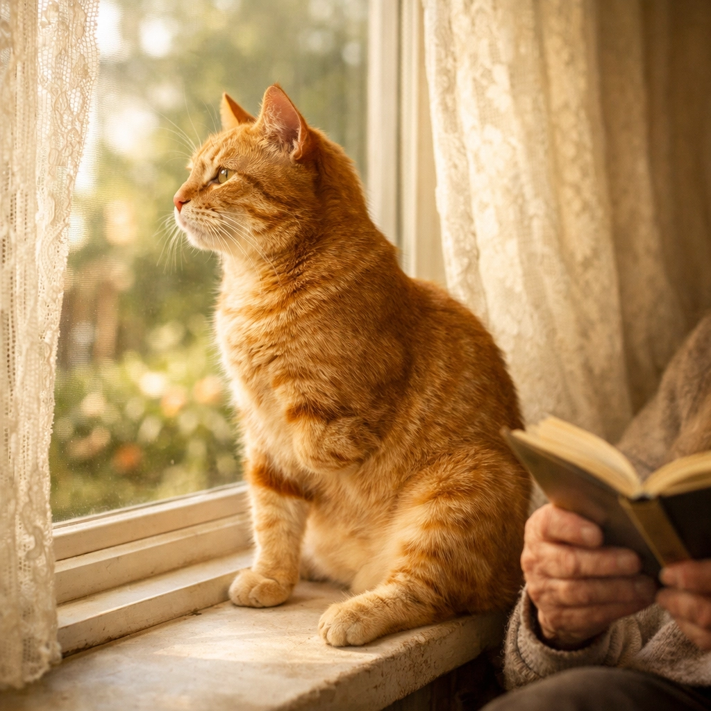 Phoenix, a three-legged rescued tabby cat in his forever home after stray cat rescue
