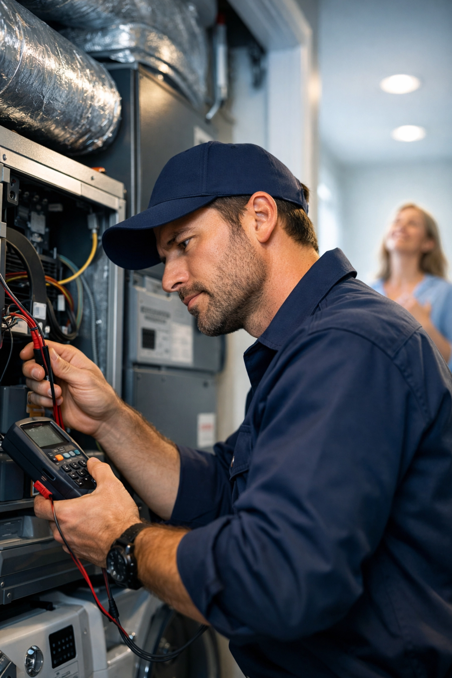 Professional FL Stanley Cooling technician performing AC maintenance in Florida.
