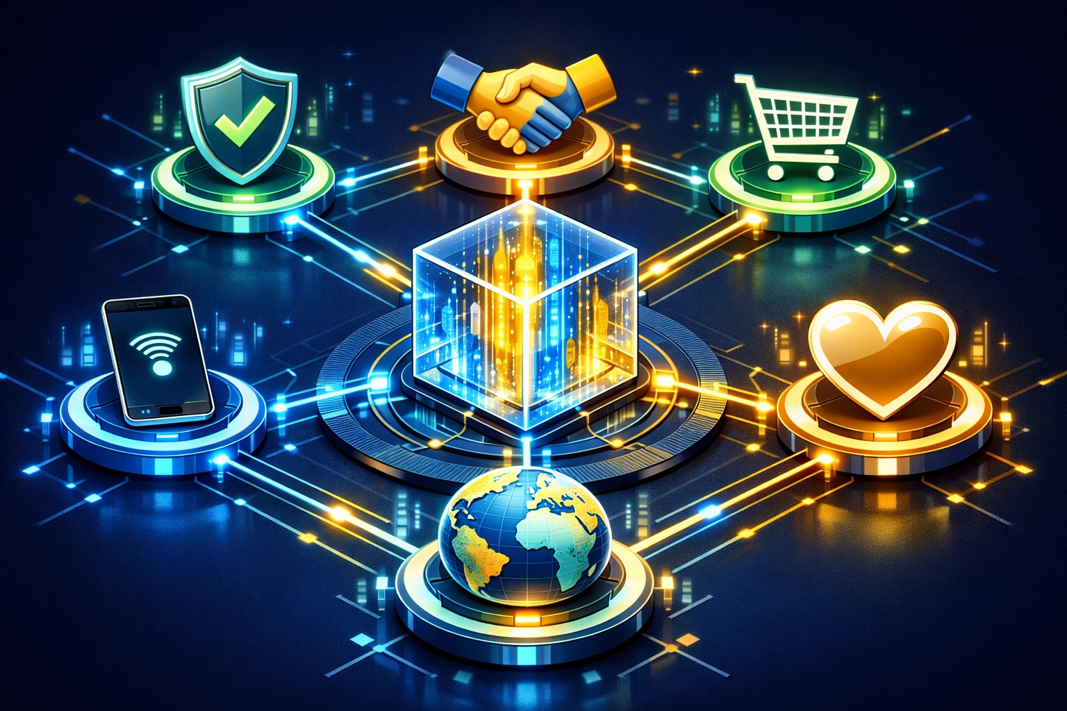 Blockchain payment ecosystem showing security, merchant tools, and global crypto infrastructure