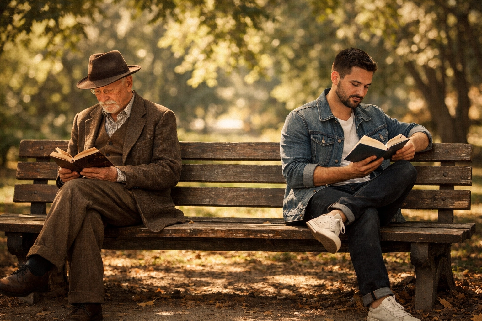 Two generations of gay men reading, connecting past and present queer literature