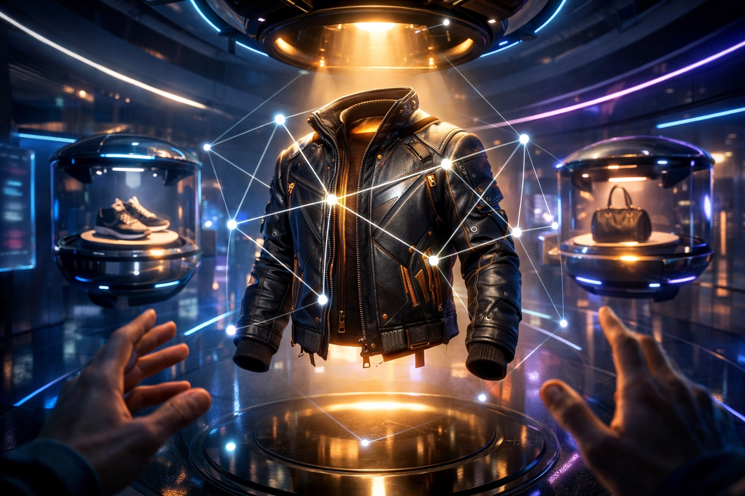 Interactive metaverse storefront using AI to personalize the virtual shopping experience.