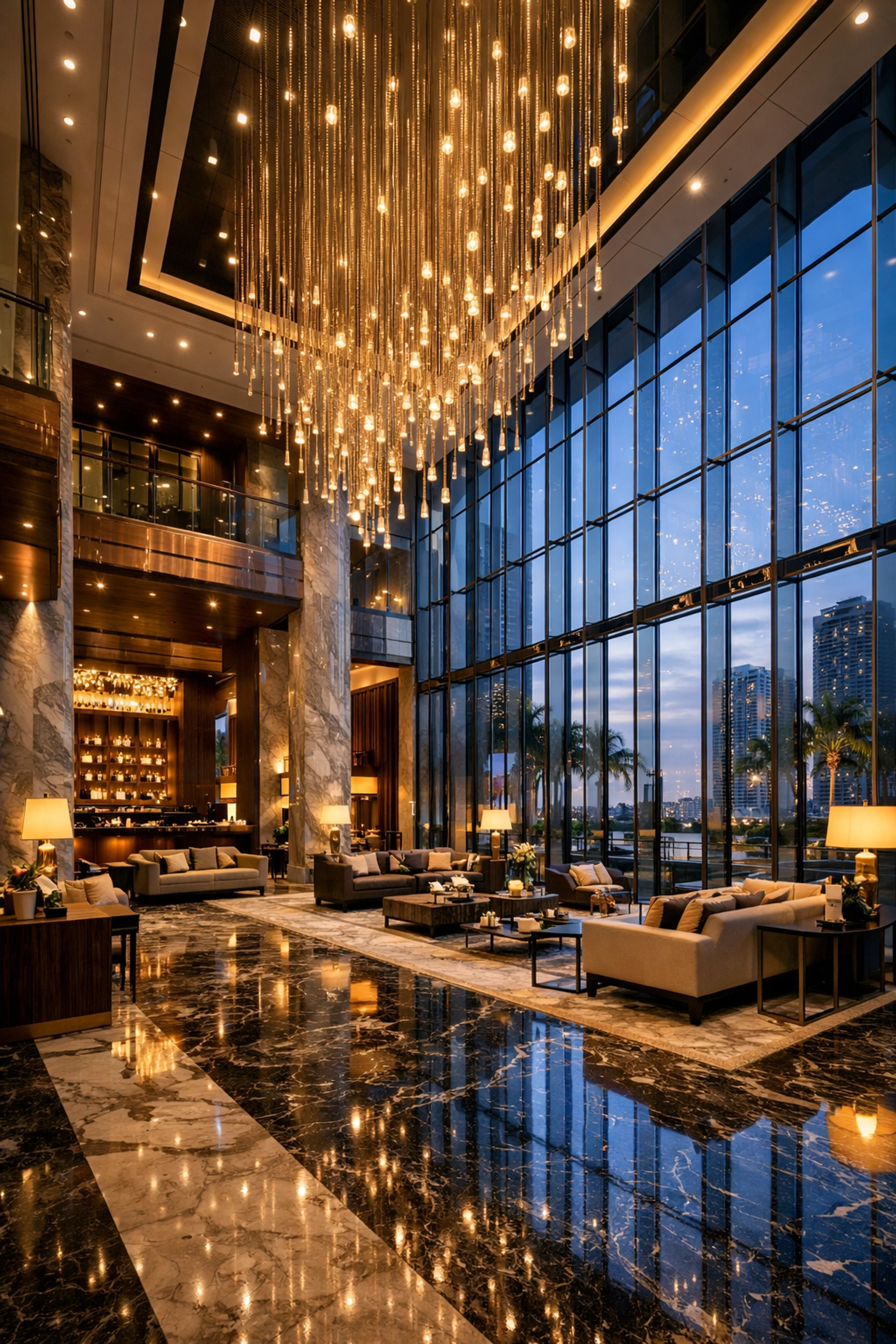 Luxury hotel lobby architecture illustrating a large-scale commercial property development project.