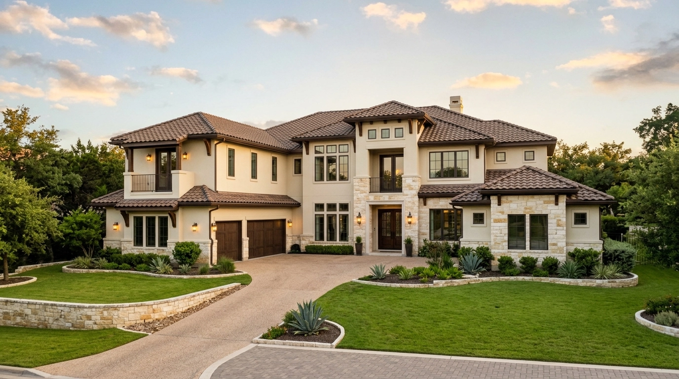 A luxury home exterior showcasing the high-end craftsmanship BLS Painting provides to the Austin community.