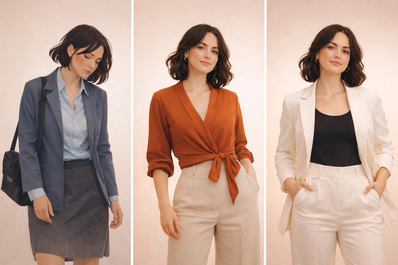 Visual transformation showing woman's confidence through authentic personal style evolution