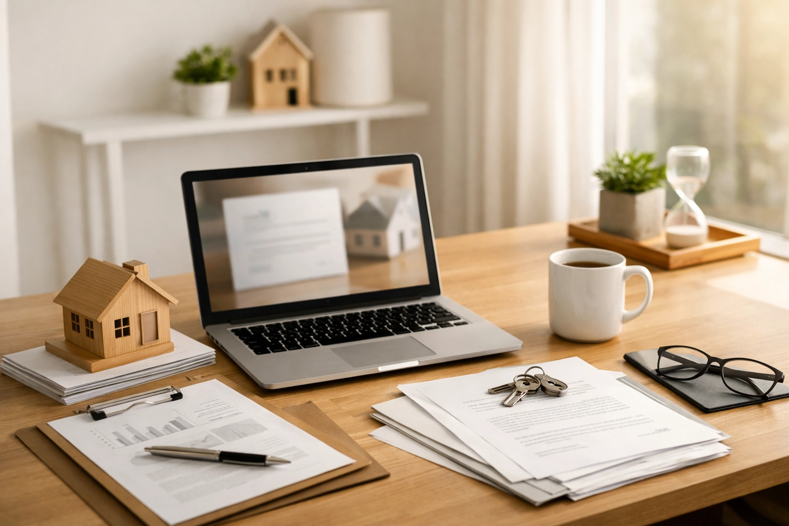 Modern home office setup for a stress-free quick closing on a Columbus, Ohio mortgage.