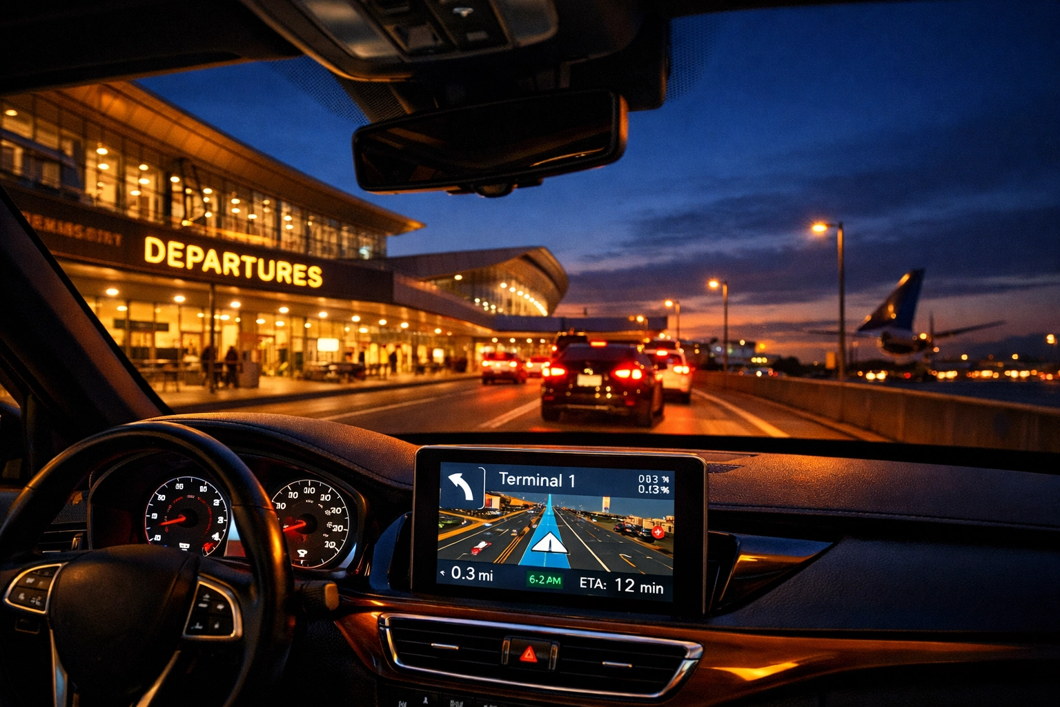 Secure airport transport in Medellin with GPS navigation dashboard view