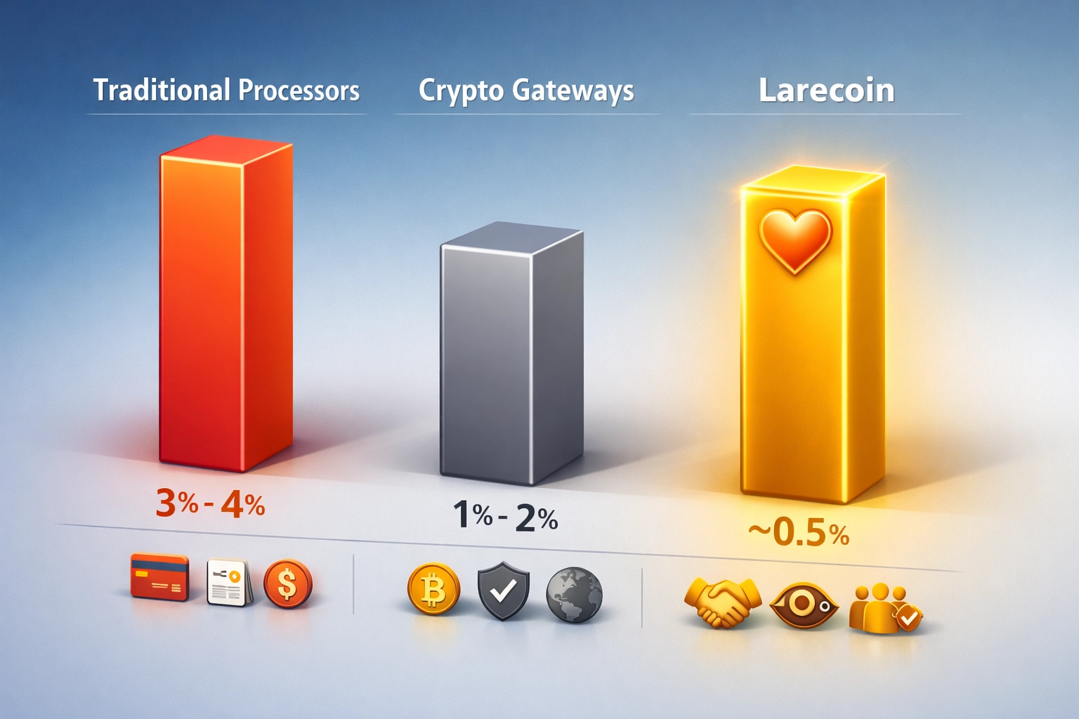 Payment processor fee comparison chart highlighting Web3 cost savings with charity impact