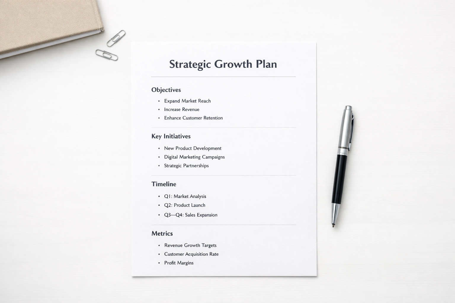 The Growth Blueprint — document titled “Strategic Growth Plan”