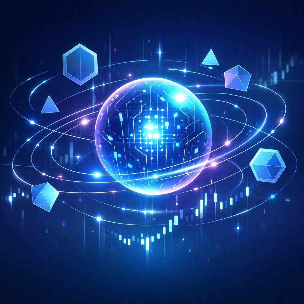 AI-powered fintech monetization engine showing data flows for intelligent financial services.