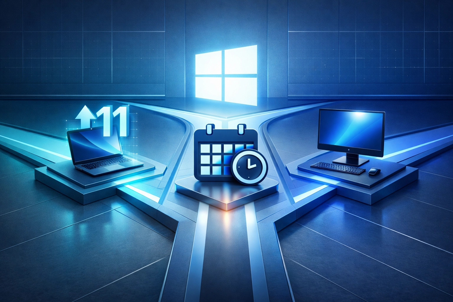 Three Windows 10 upgrade options: Windows 11 upgrade, extended security updates, or new PC purchase