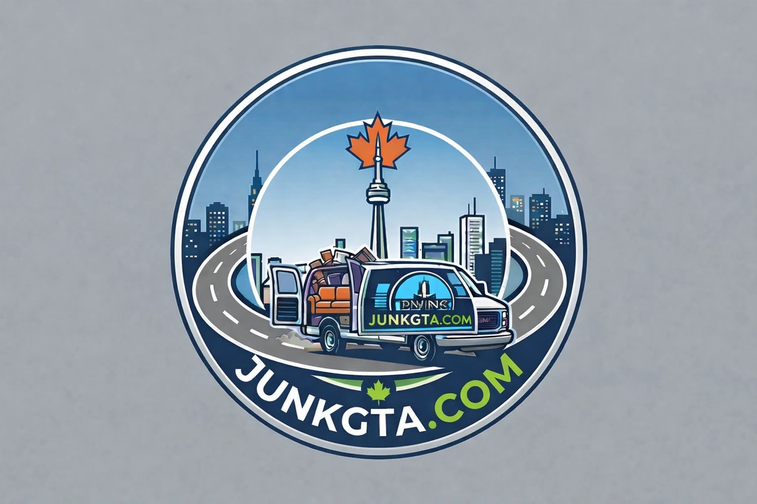 Branded Junk GTA cargo van with Toronto skyline