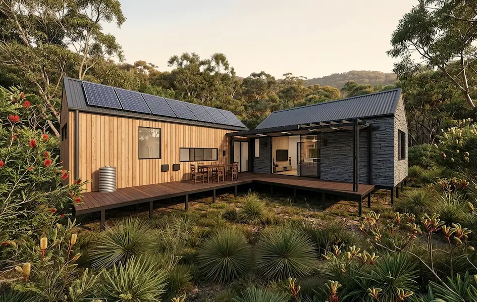 Premium eco-friendly modular home in Australian bush setting