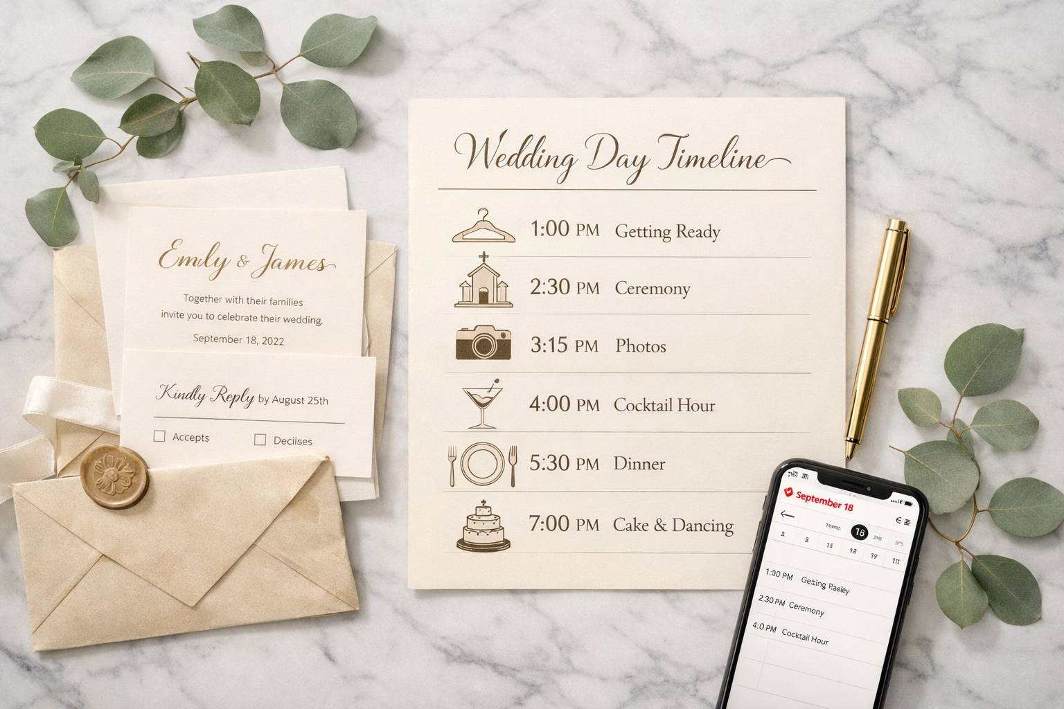 Wedding planning timeline and organization materials for Gold Coast wedding