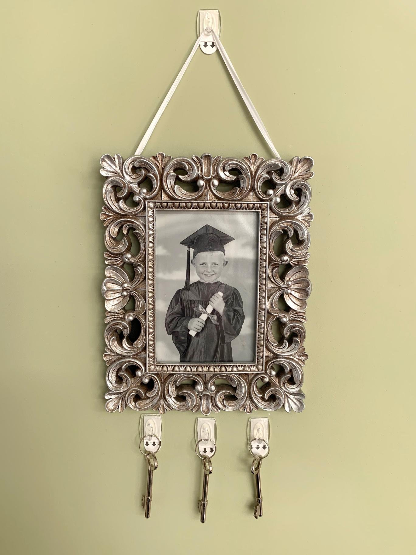 Decorative Photo Frame and Key Holder on Wall with Takker Hooks