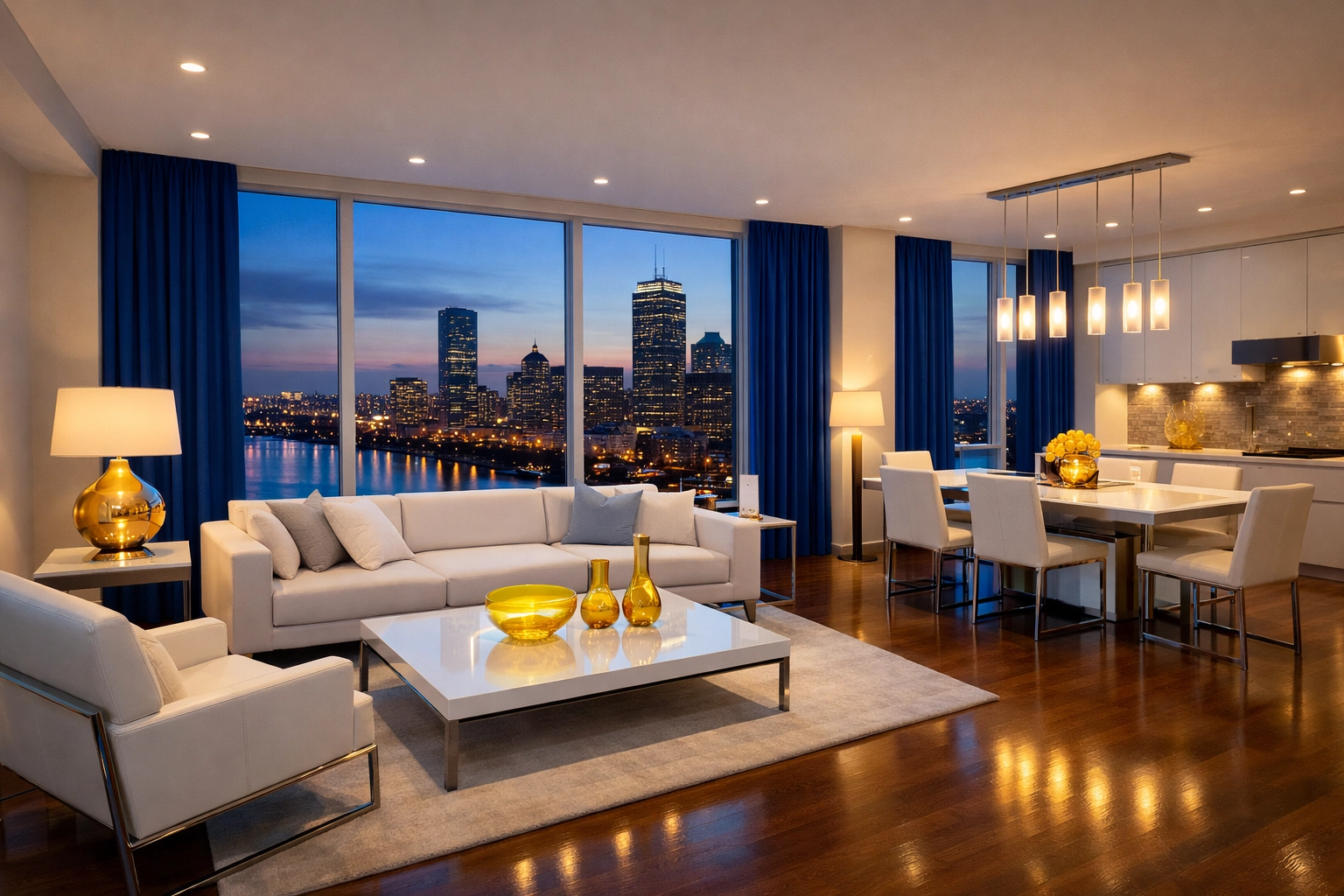 Impeccably clean Boston living area showing results of professional house cleaning services MA.