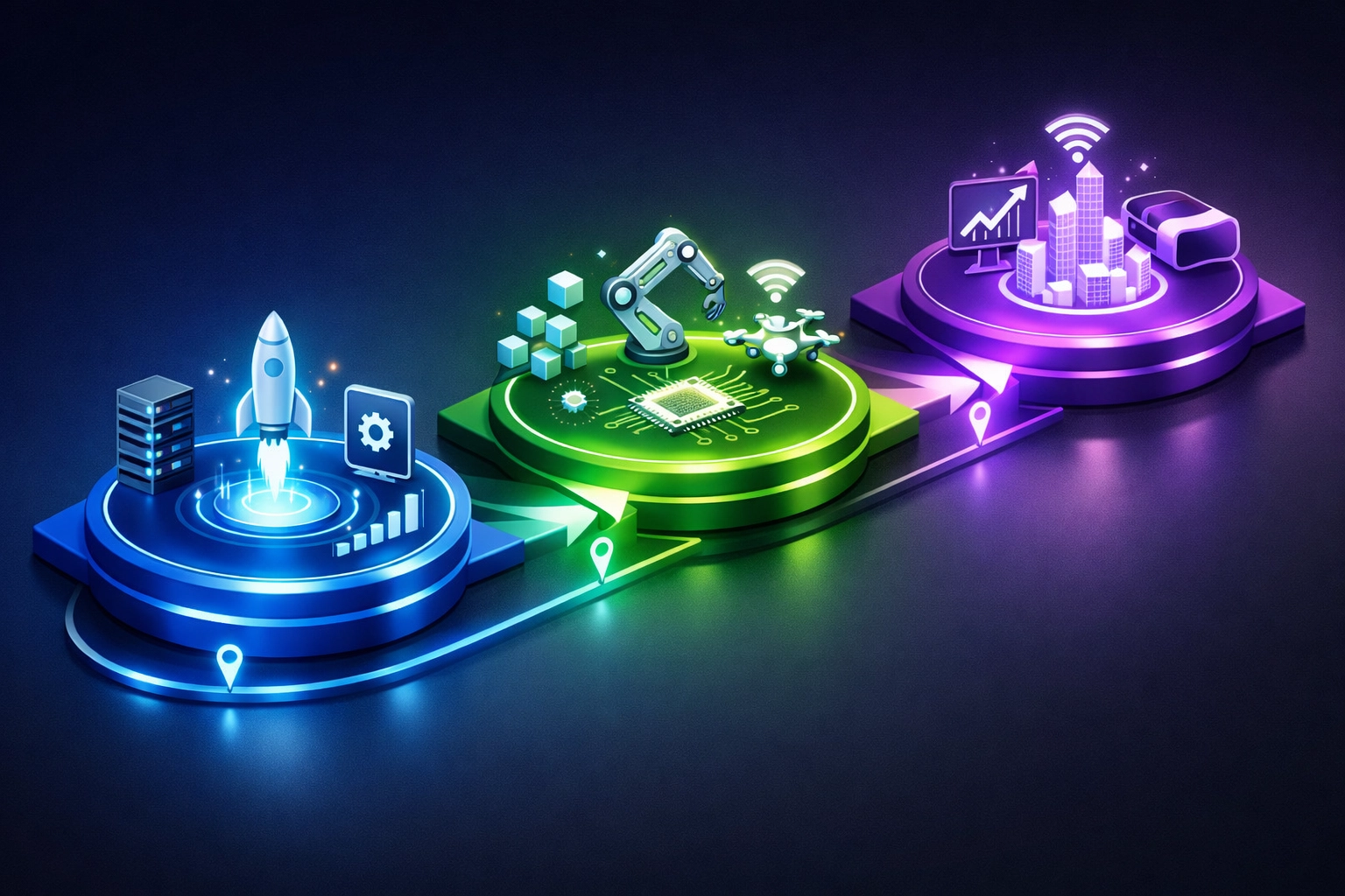 Three-phase ServiceNow ROI framework timeline for ITOM and ITAM deployment