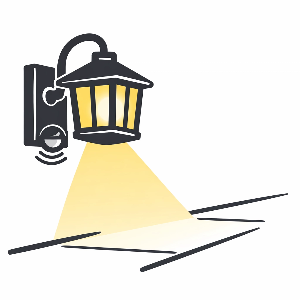 Modern motion-activated outdoor wall lantern illuminating a walkway for Kerrisdale home safety.