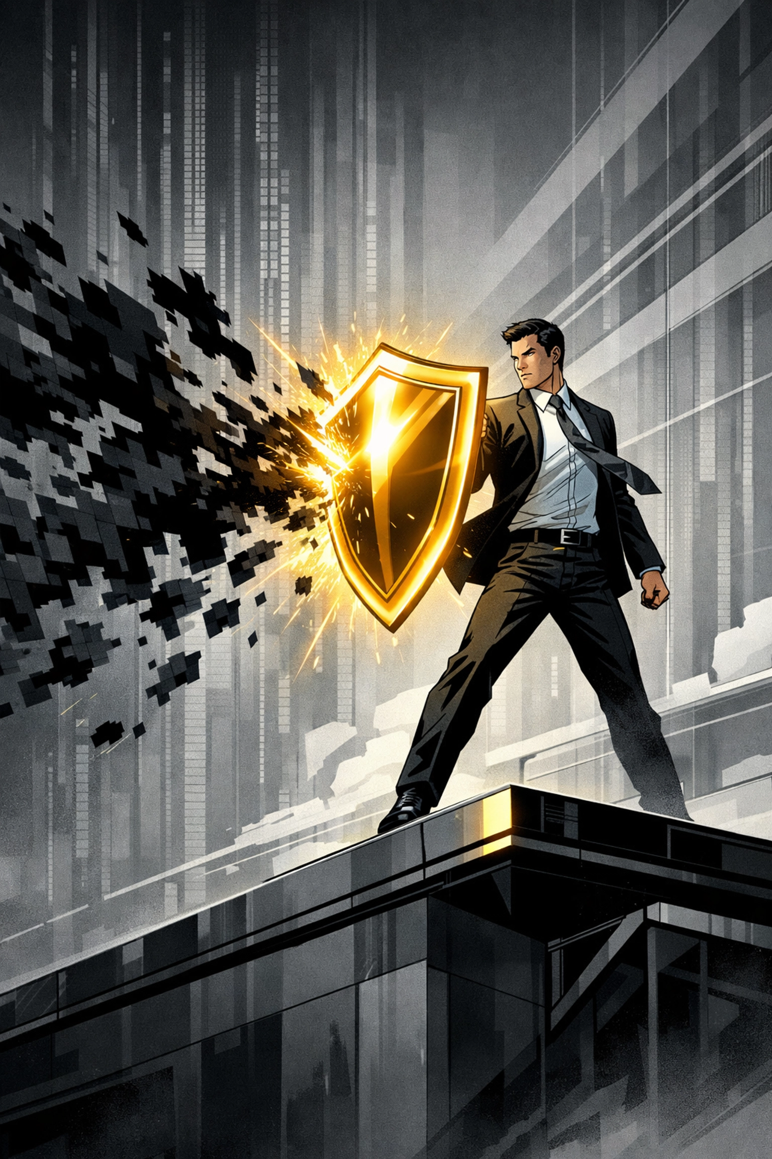 Professional protecting an Amazon brand with a Brand Registry shield against intellectual property threats.