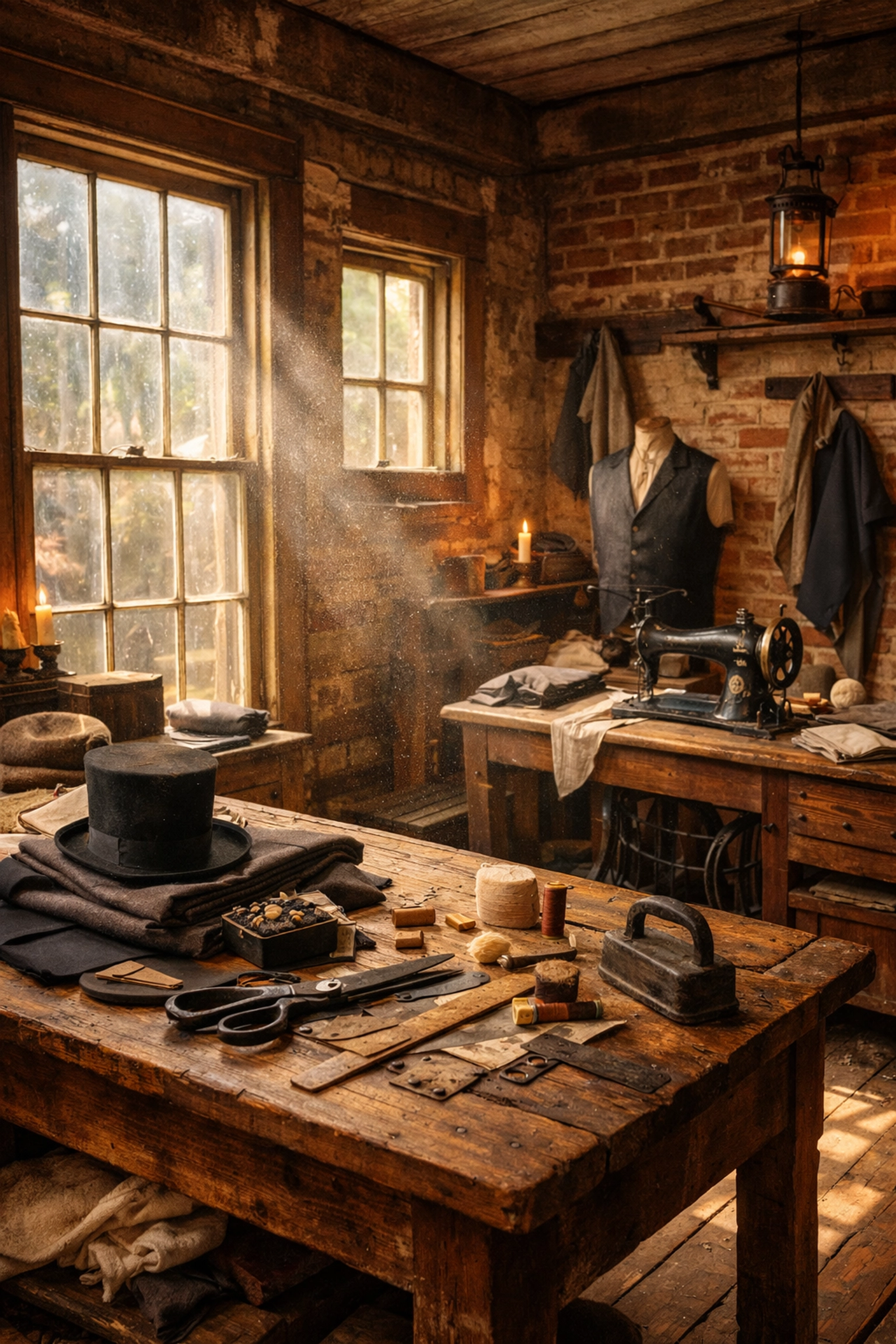 Historic Andrew Johnson tailor shop interior at National Historic Site in Greeneville