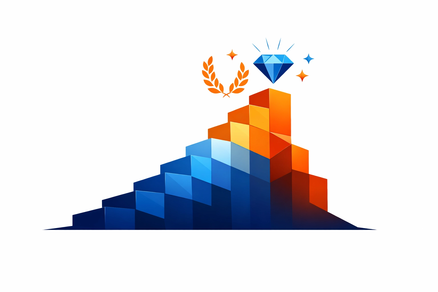 A geometric staircase symbolizing 13 years of expertise in scalable SaaS training and instructional design.