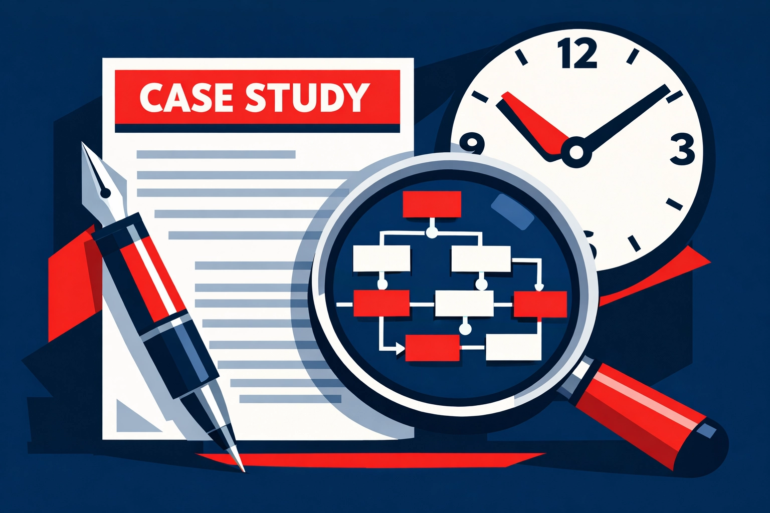 Illustration of Transport Manager CPC case study exam materials and business planning flowchart.