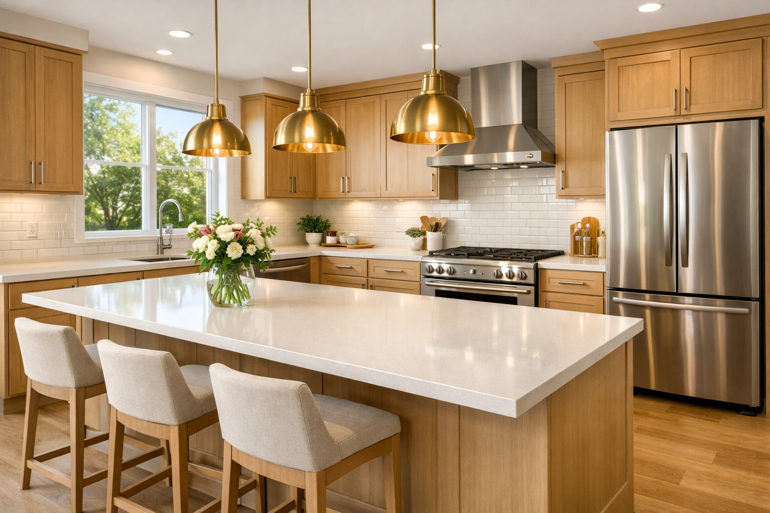 Modern kitchen renovation in Orlando with quartz countertops and energy-efficient appliances