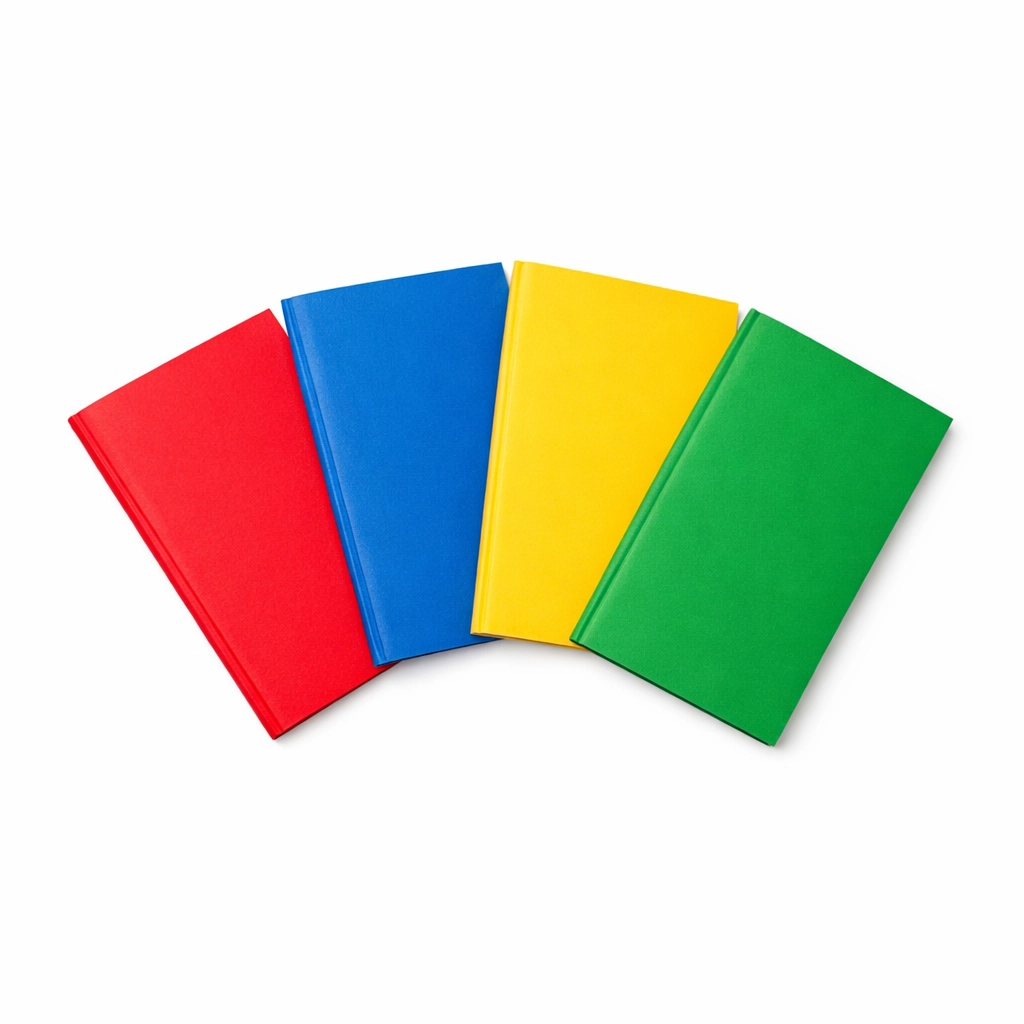 A colorful fan of thin books representing different genres to help readers choose their next short book.