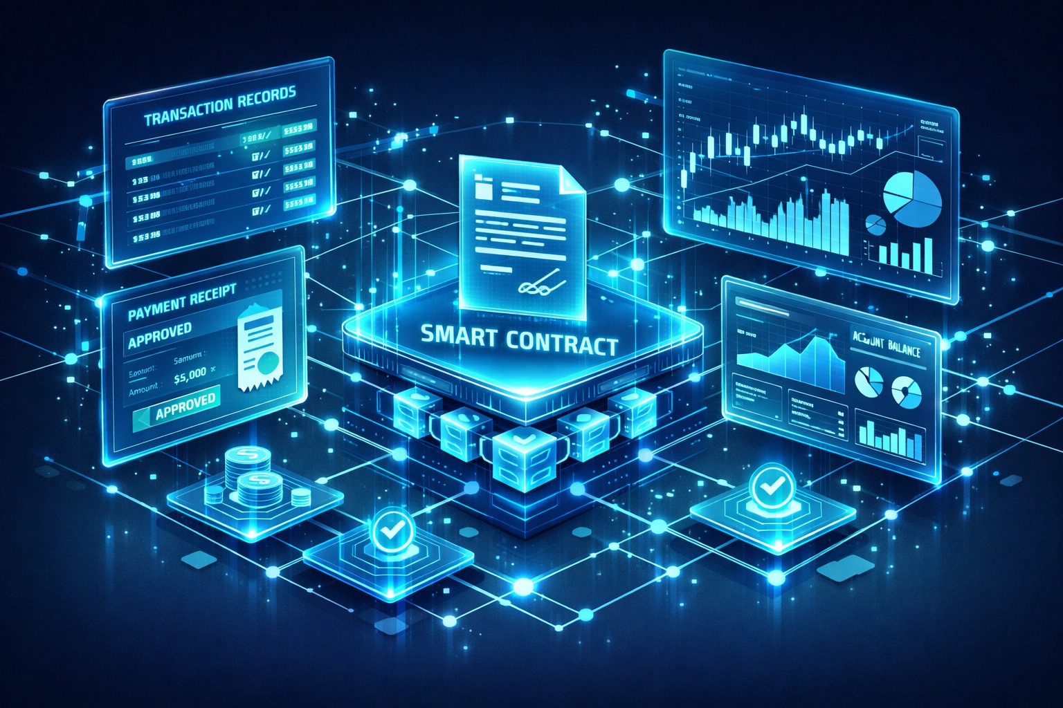 Smart contract network automating payment data flow and transaction processing for crypto merchants
