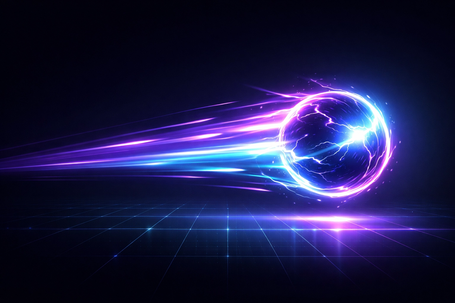 Abstract neon energy orb symbolizing fast website loading speeds and performance.