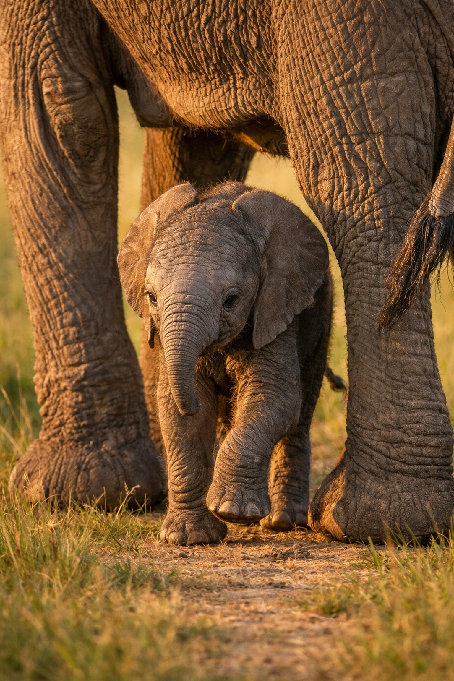 Newborn elephant calf with its mother, illustrating authentic real-time species stories for zoo marketing.