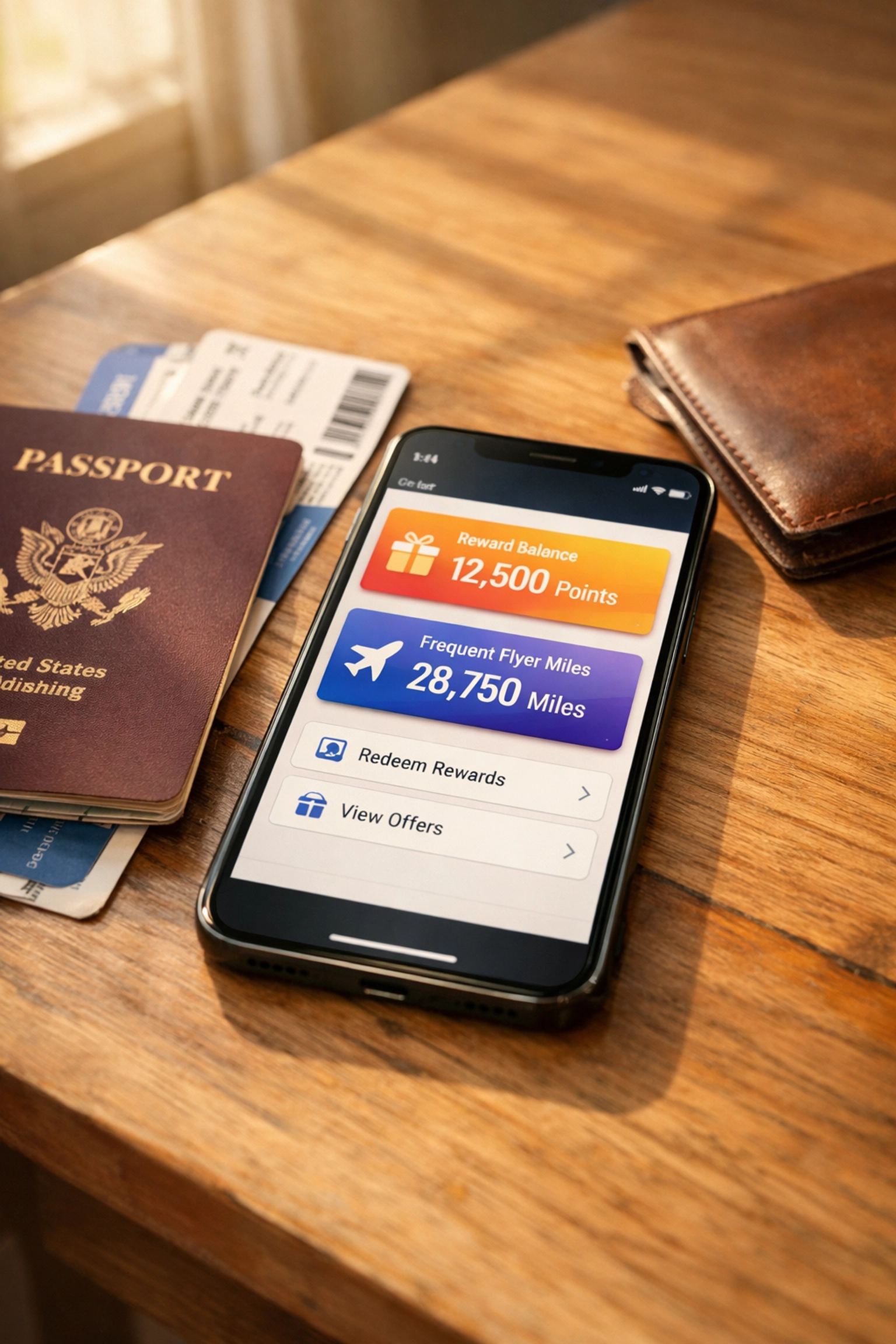 Smartphone displaying airline miles and credit card rewards balances for Virginia divorce property division