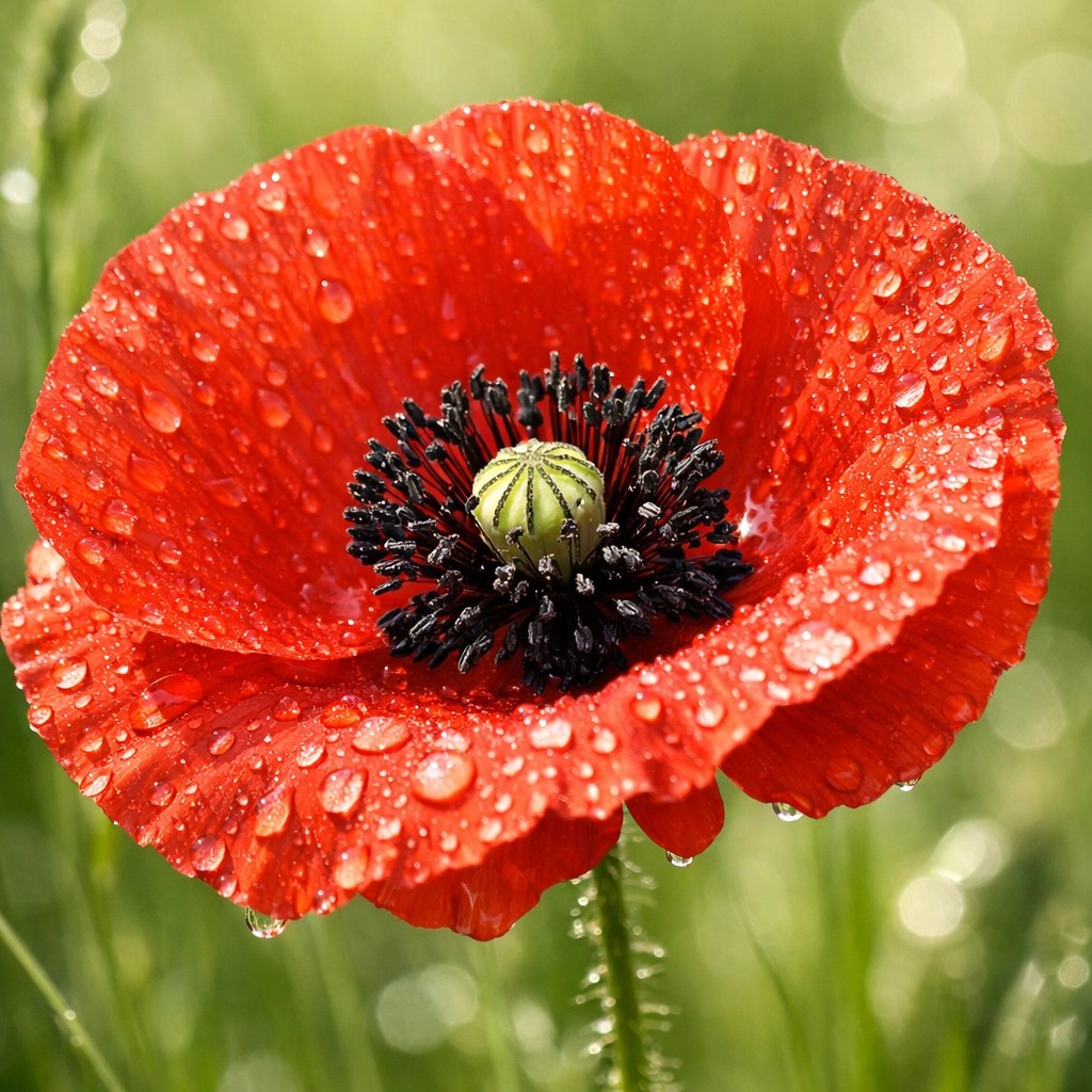 Sharp macro of a red poppy flower demonstrating precise focus techniques for manual mode photography.