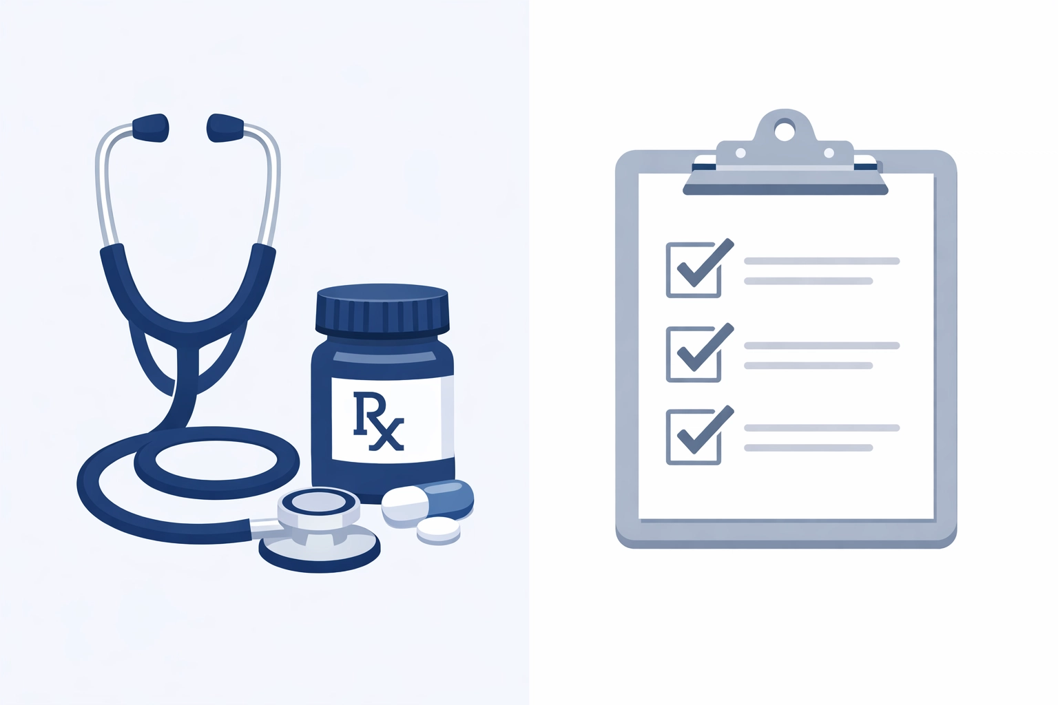 Medical stethoscope and checklist representing essential health insurance benefits coverage