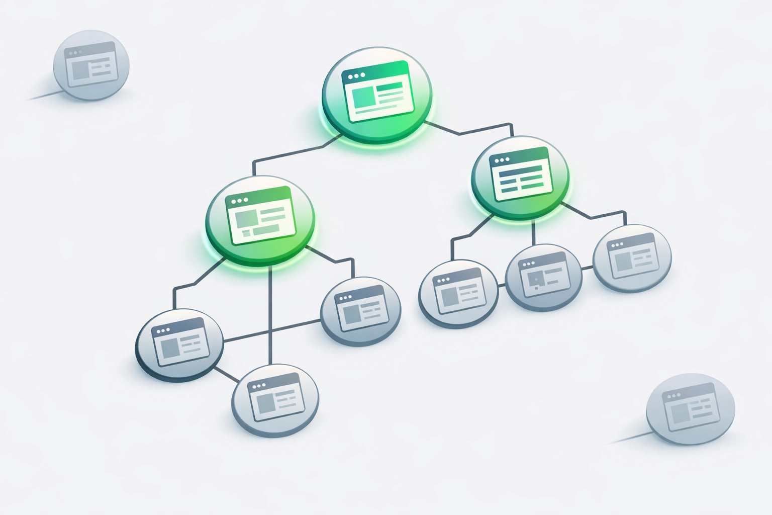 Website architecture diagram illustrating internal linking structure for SEO and AI discoverability
