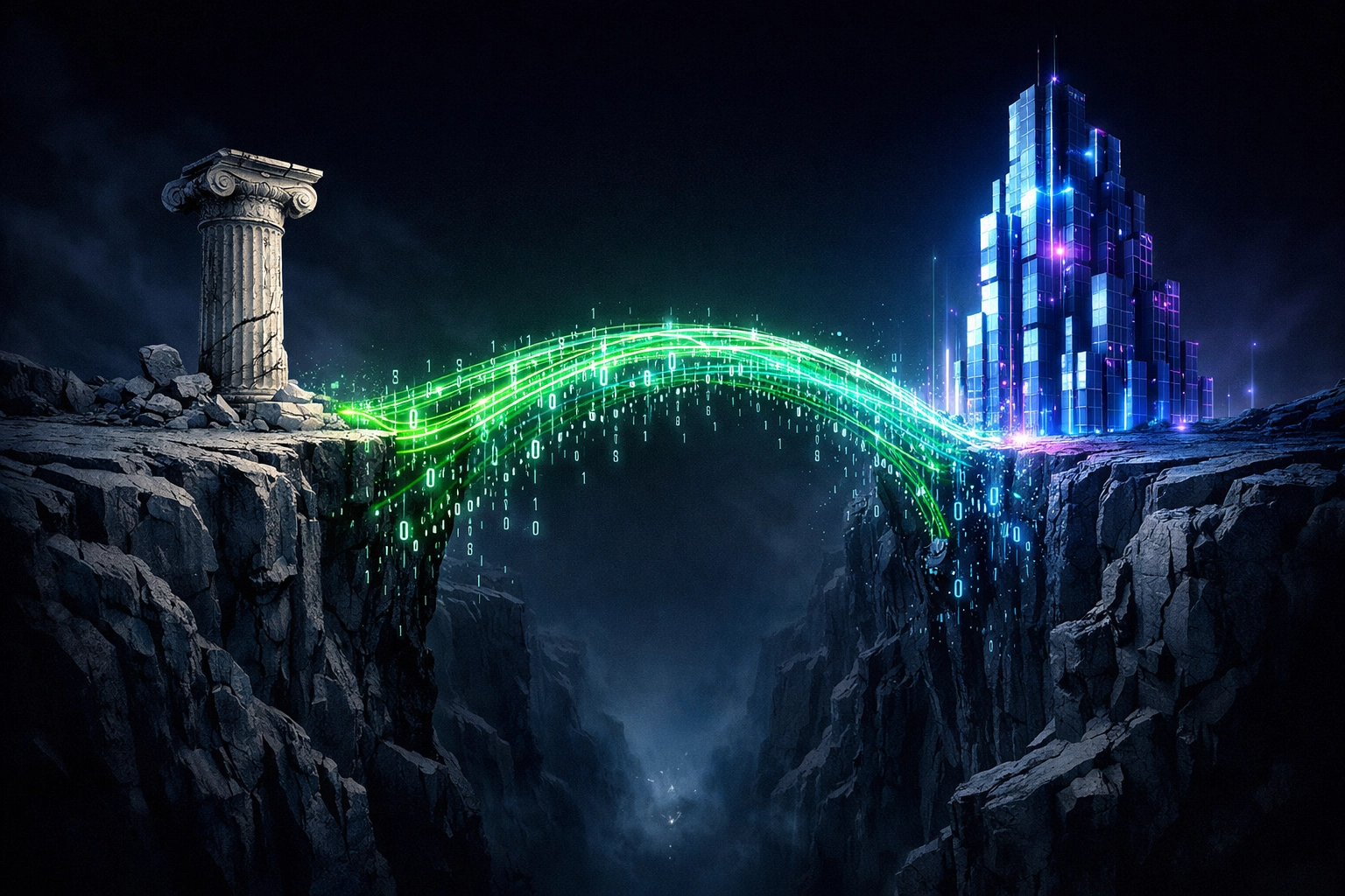 Digital bridge connecting traditional education to AI automation and industry readiness.