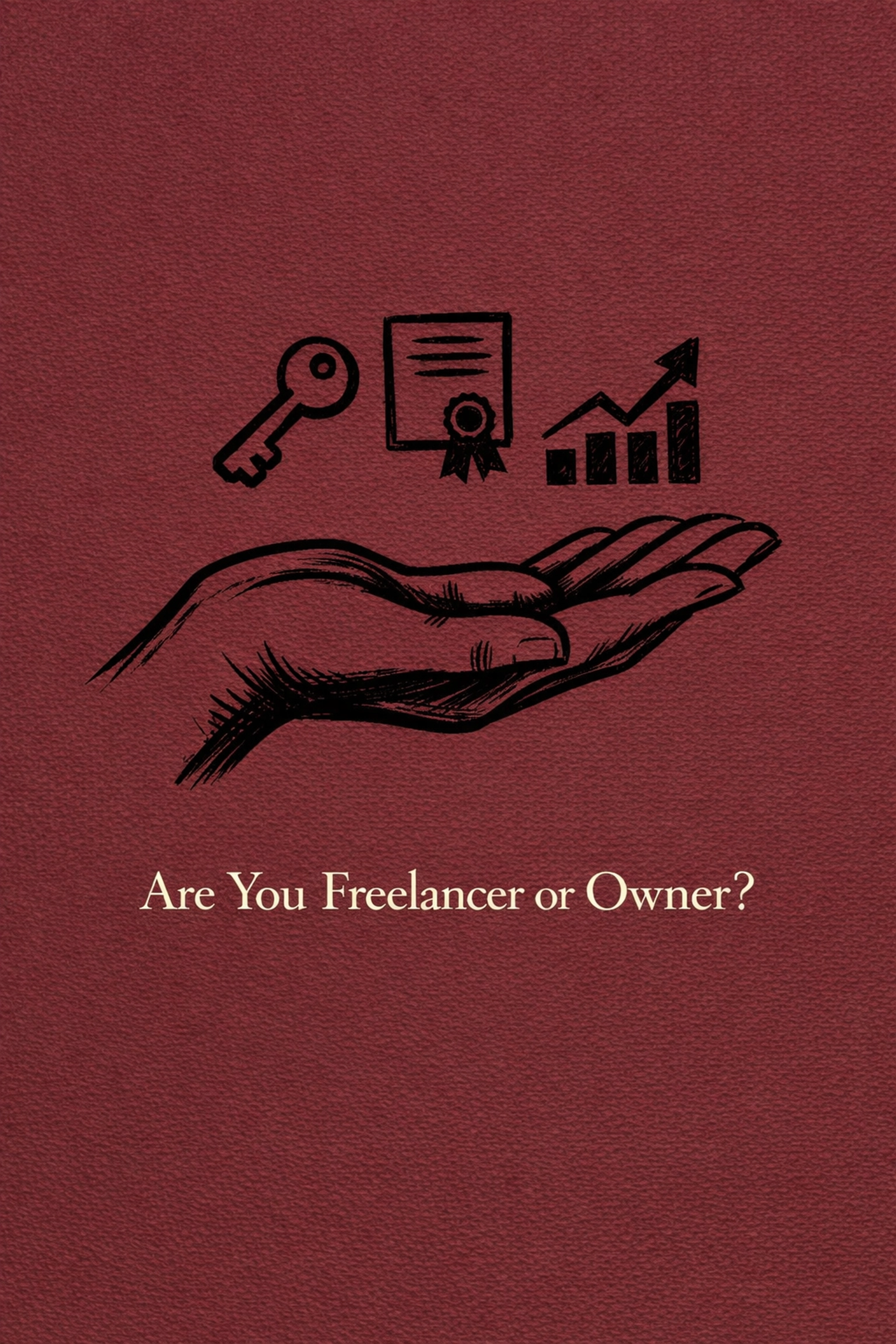 Ownership concept showing hand holding key, certificate and growth symbols for creators