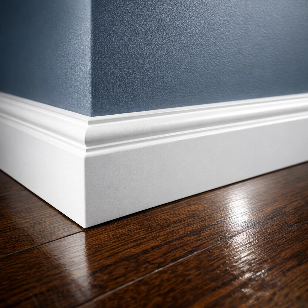 Immaculate white baseboards and polished wood floors showing the quality of move-out cleaning Worcester.