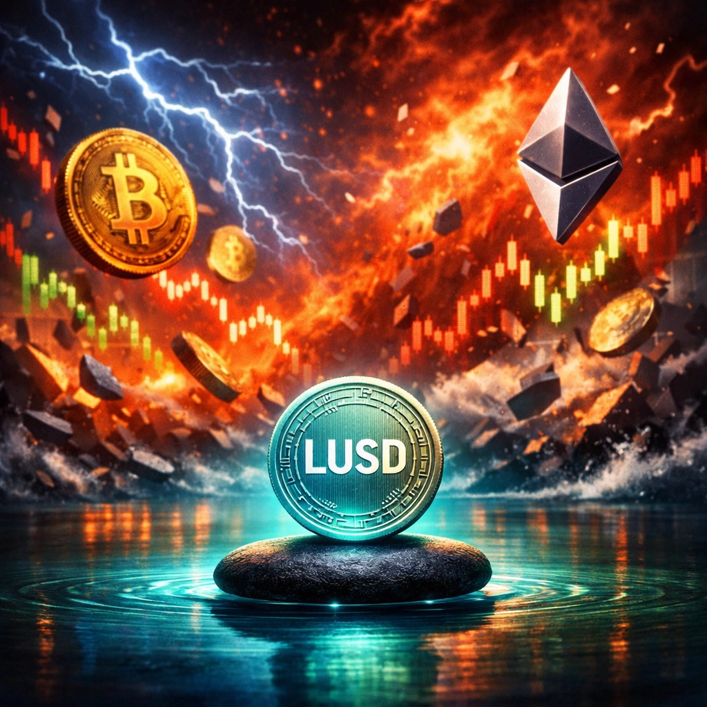 LUSD stablecoin stability compared to volatile Bitcoin and Ethereum cryptocurrency price swings