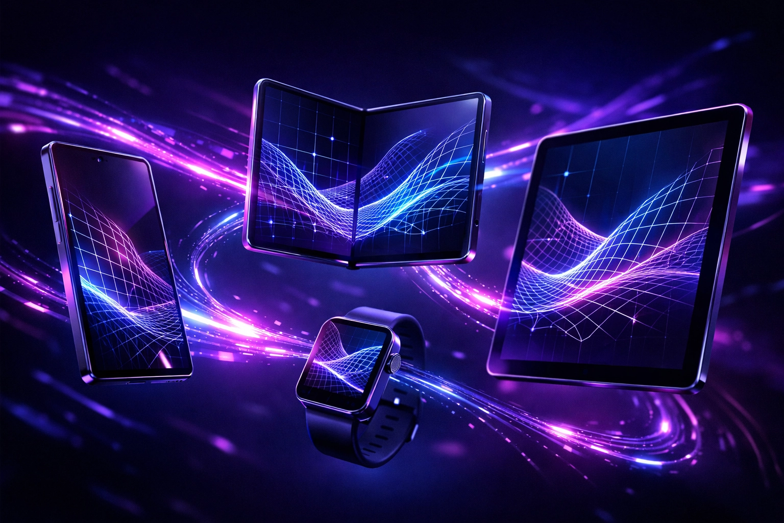 Responsive web design adapting across phone, tablet, smartwatch, and foldable devices