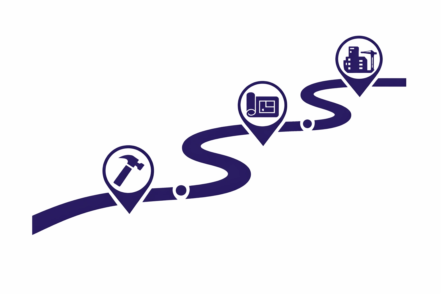 Construction project timeline showing milestone markers for job costing and progress tracking