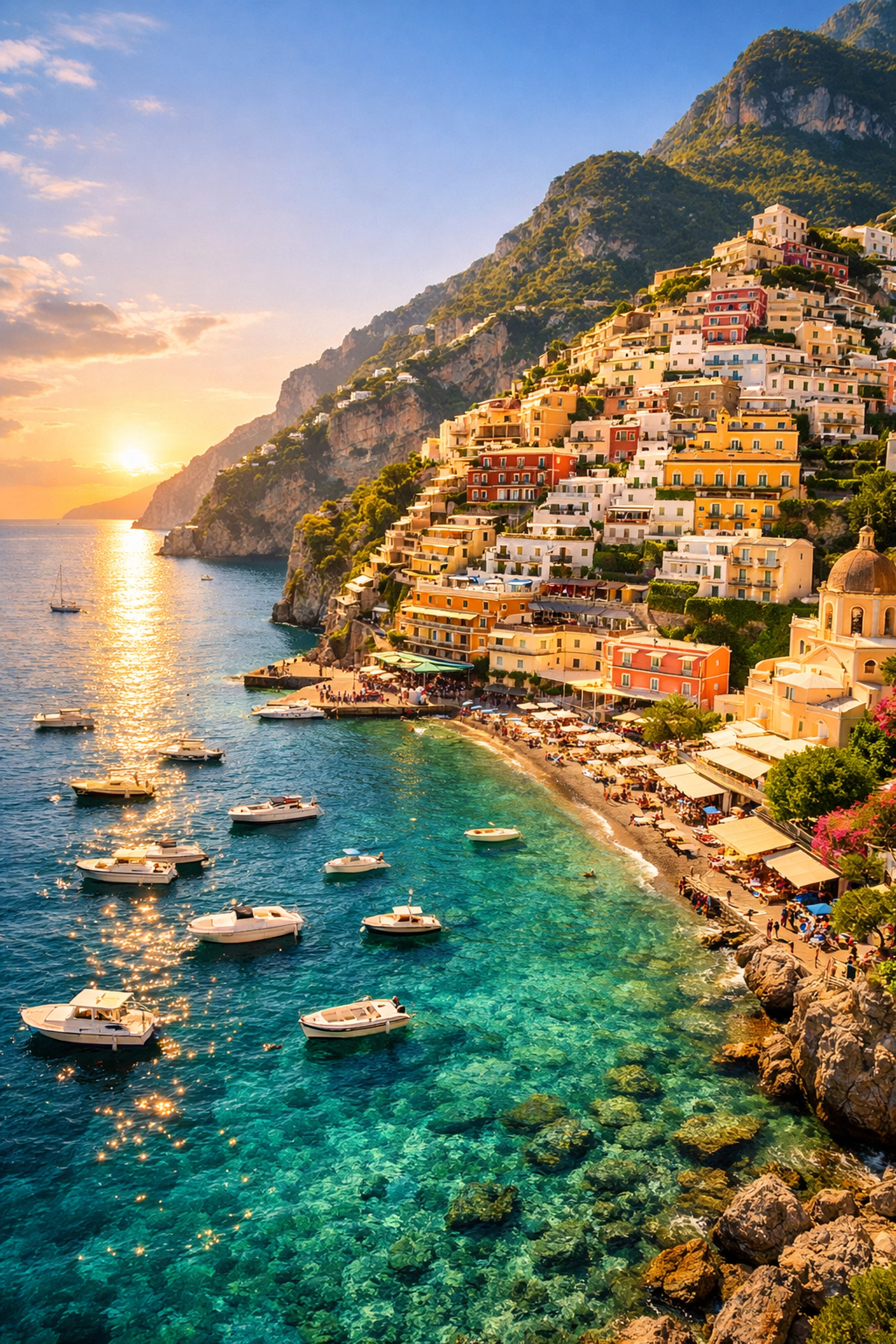 A breathtaking Mediterranean coastal village showcasing luxury travel destinations for agency clients.