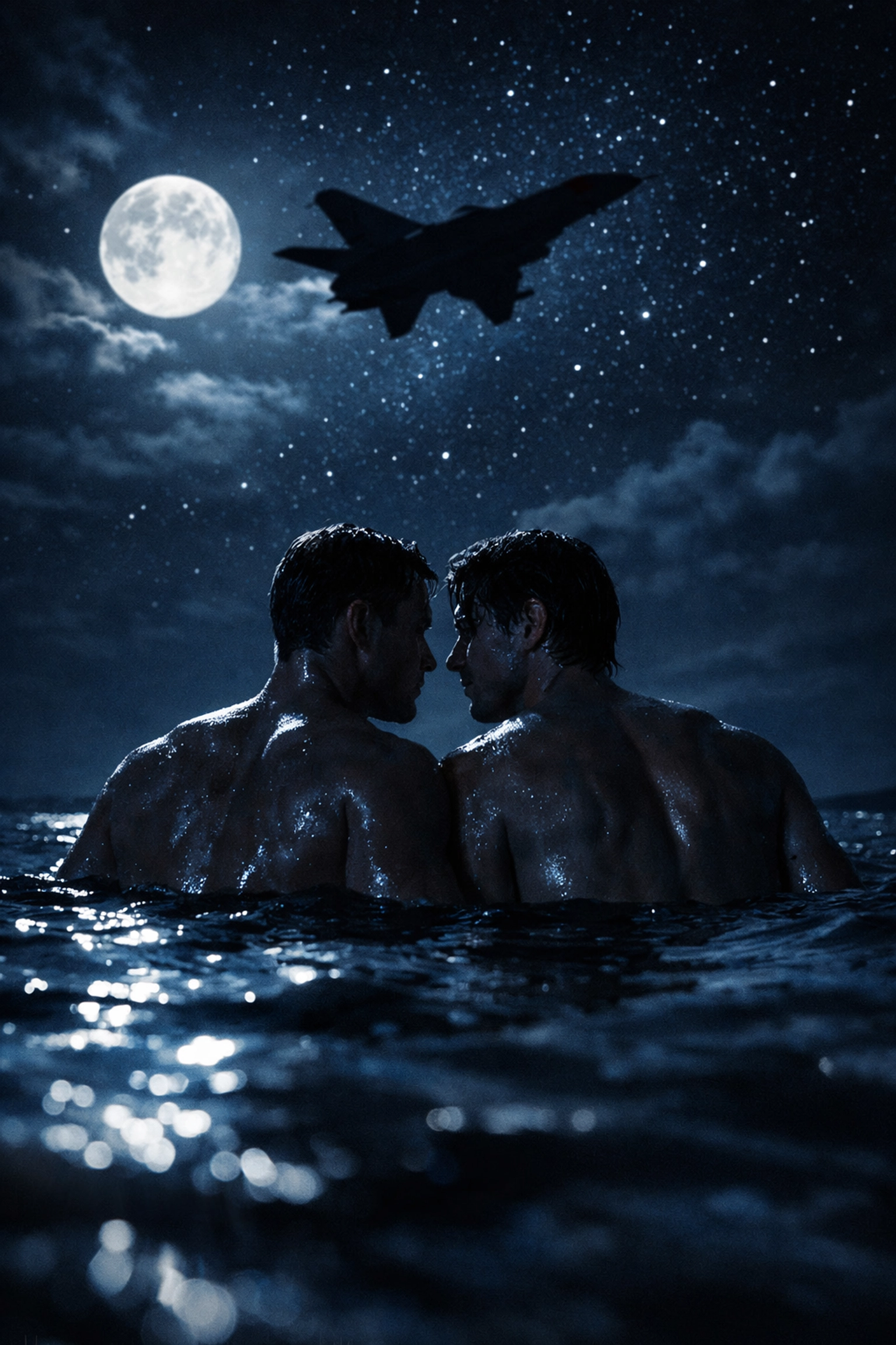 Firebird forbidden romance scene: gay couple's midnight swim in Baltic Sea during Cold War era