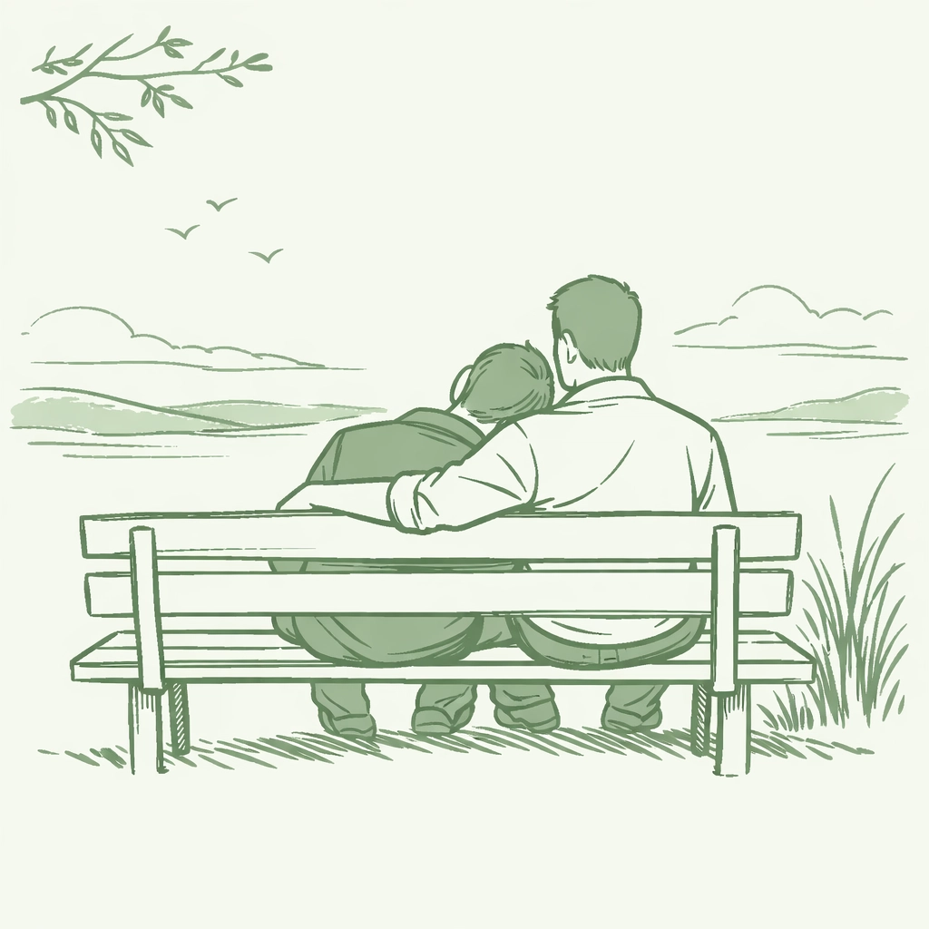 Two men on a park bench, quiet queer self-acceptance and MM romance hope