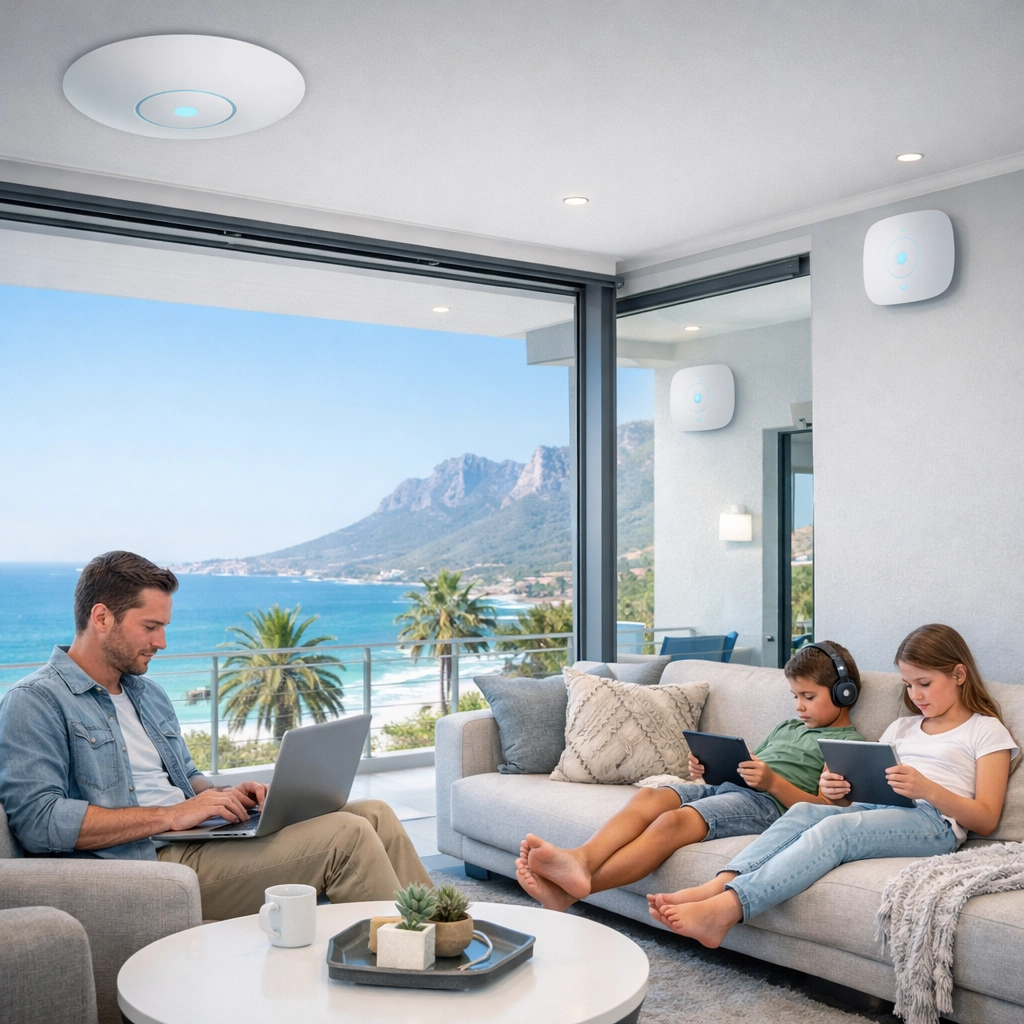 Professional WiFi access points installed in Camps Bay villa providing seamless connectivity