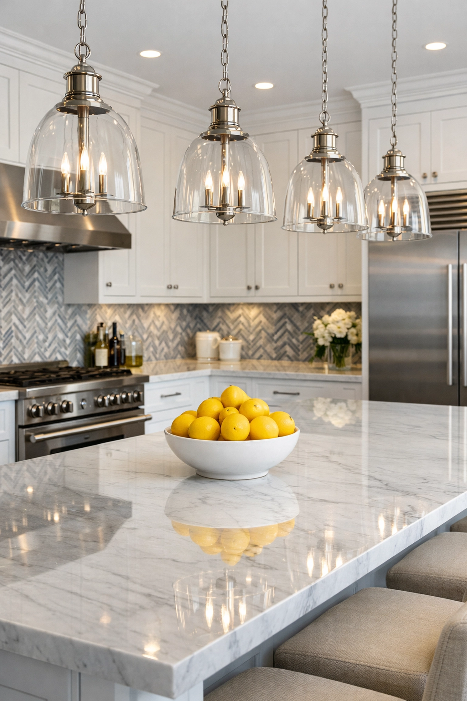 Professionally cleaned luxury kitchen reflecting high standards of House Cleaning Pepperell MA.