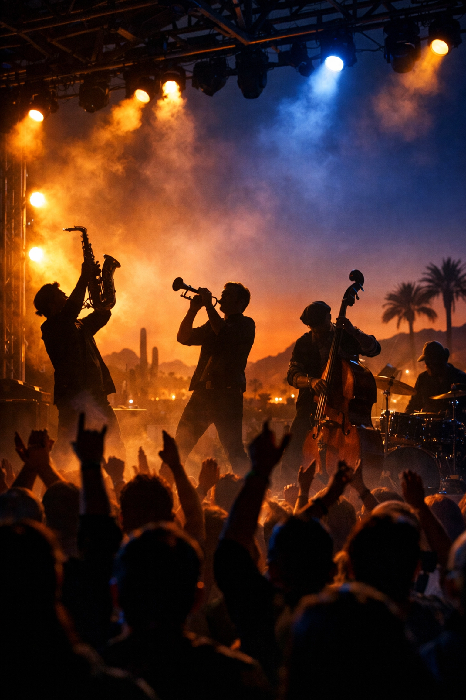 Live jazz performance at Yrēfy Scottsdale Jazz Festival with enthusiastic Arizona crowd
